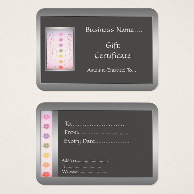 Silver Healing Hands Holistic Gift Card Design (Vorne & Hinten)