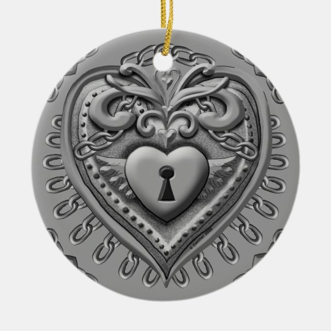 Silver Heart Lock Ornament (Vorne)