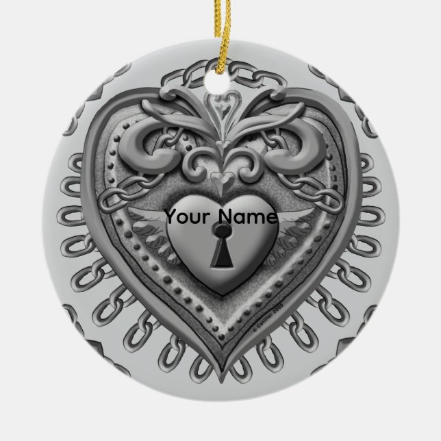 Silver Heart Lock Ornament (Vorne)