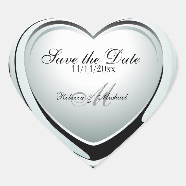 Silver Heart Pendant Save the Date Herz-Aufkleber (Vorderseite)