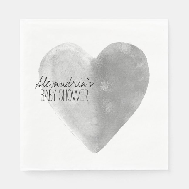 Silver Heart Personalisiert Napkins Serviette (Vorderseite)