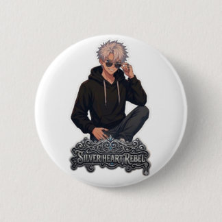 Silver Heart Rebell Anime-Ästhetik - Benutzerdefin Button