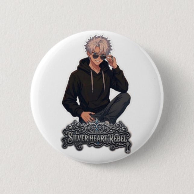 Silver Heart Rebell Anime-Ästhetik - Benutzerdefin Button (Vorderseite)