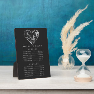 Silver Heart Salon Price Menu Plaque Fotoplatte