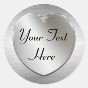 Silver Heart zum Personalisieren von Stickern Runder Aufkleber