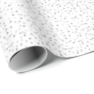 Silver Hearts Confetti Gift Wrap Geschenkpapier