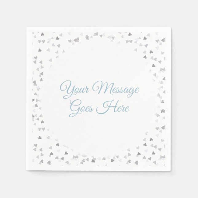 Silver Hearts Confetti Serviette (Vorderseite)