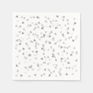 Silver Hearts Confetti Serviette
