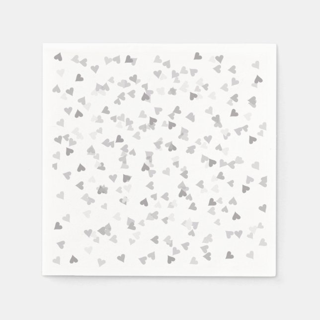 Silver Hearts Confetti Serviette (Vorderseite)