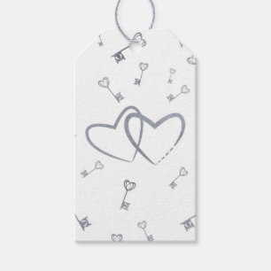 Silver Hearts & Keys Romantischer Geschenktag Geschenkanhänger