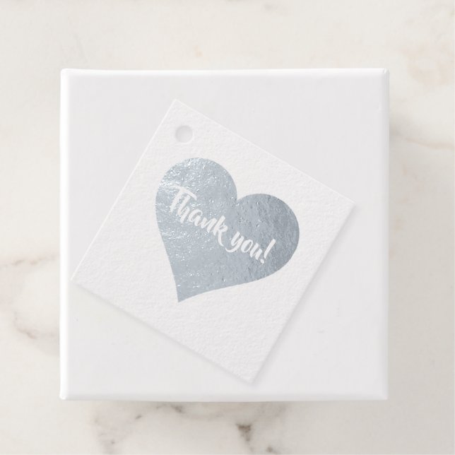 Silver Hearts Newlyweds Wedding Date Danke Geschenkanhänger (Mit Box)