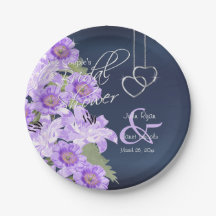 Silver Hearts on Lavender & Navy Satin