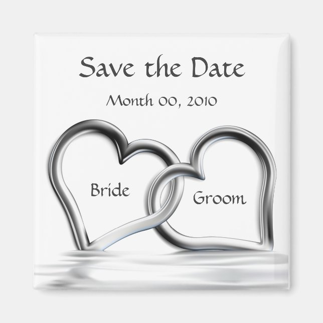 Silver Hearts Save the Date Magnete (Vorne)