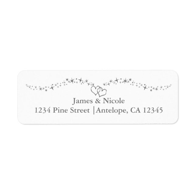 Silver Hearts & Sparkle Wedding Address Labels (Vorne)