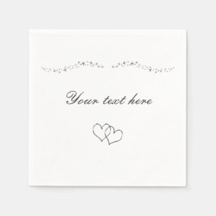 Silver Hearts & Sparkle Wedding Napkins Serviette