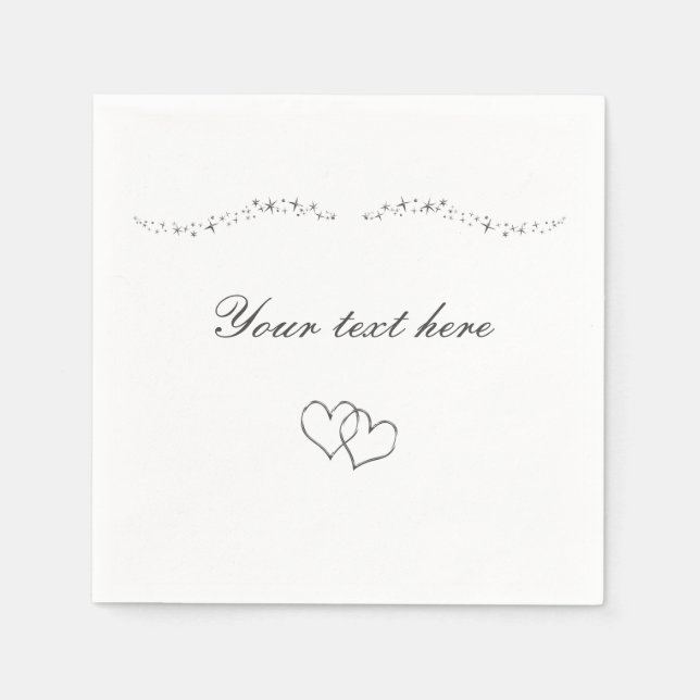 Silver Hearts & Sparkle Wedding Napkins Serviette (Vorderseite)
