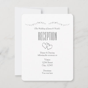 Silver Hearts & Sparkle Wedding Reception Card Einladung