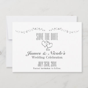Silver Hearts & Sparkle Wedding speichern Sie die  Save The Date