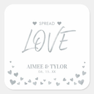 Silver Hearts Verbreitet die Liebe Gastgeschenk Ho Quadratischer Aufkleber