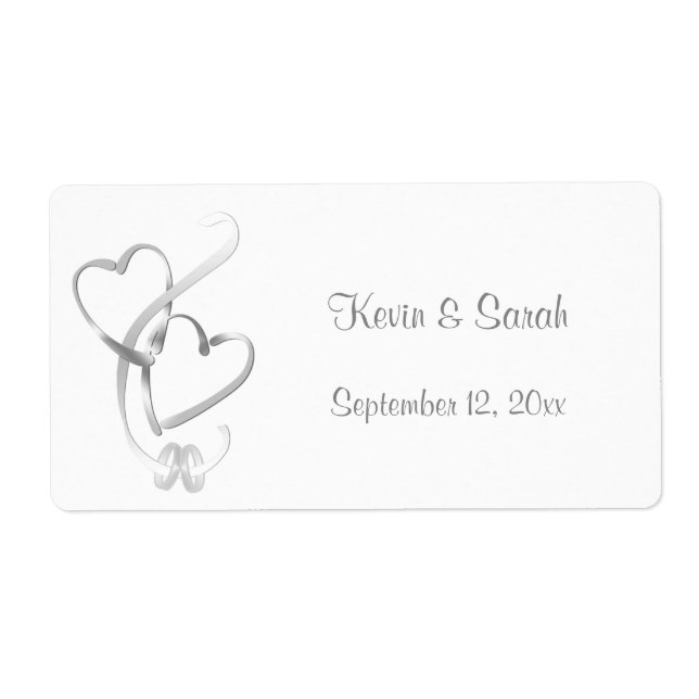 Silver Hearts Wedding Labels (Vorne)