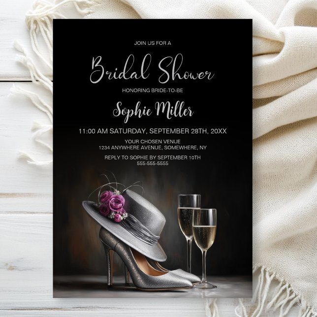 Silver High Heel Shoes Bridal Shower Einladung (Von Creator hochgeladen)
