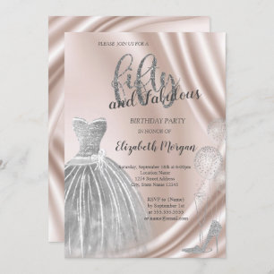 Silver High Heels Dress 50. Geburtstag Einladung