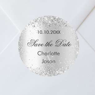 Silver Hochzeit Save the Date Runder Aufkleber