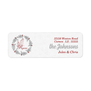 Silver Holiday Wreath with Dove Rejoe Address