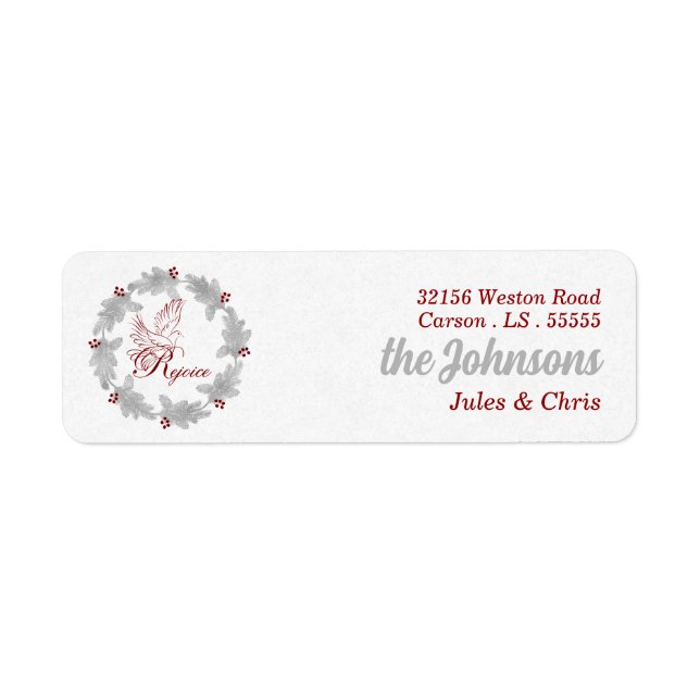 Silver Holiday Wreath with Dove Rejoe Address (Vorne)