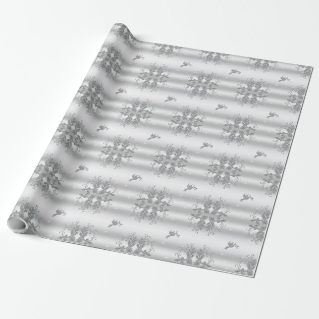 Silver Holly and Dove Geschenkpapier (Ungerollt)
