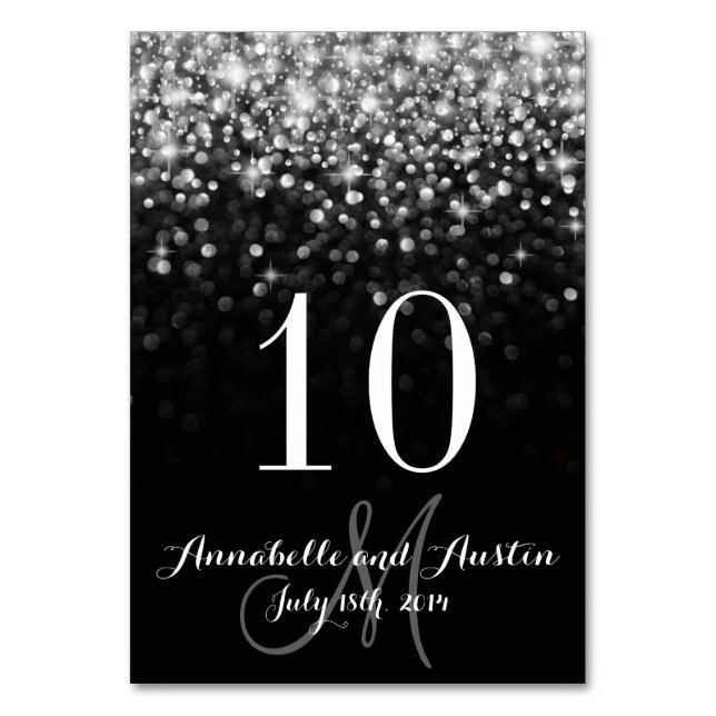 Silver Hollywood Glitz Glam Wedding Table Card Tischnummer (Vorderseite)