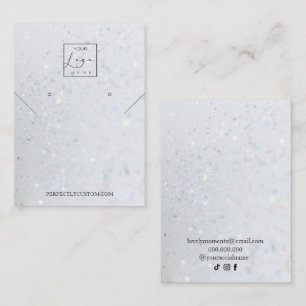 Silver Holographic Glitzer Halskette Ohrringe Busi Visitenkarte