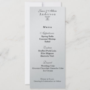 Silver Ice Menu Card für Hochzeiten & Galas Einladung