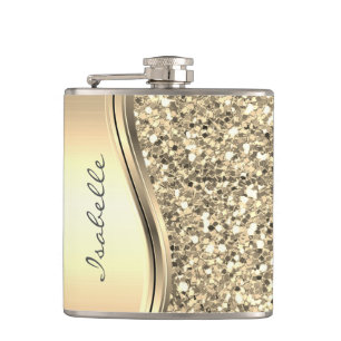 Silver Imitate Glitzer Glam Bling Personalisiert M Flachmann