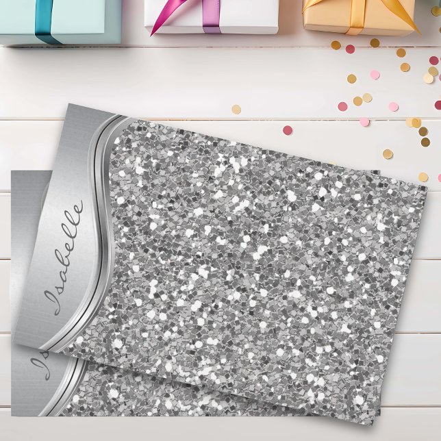 Silver Imitate Glitzer Glam Bling Personalisiert M Seidenpapier (Von Creator hochgeladen)