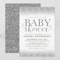 Silver Imitate Glitzer Kinderdusche Einladung