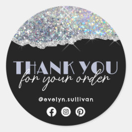 Silver Imitate Iridescent Glitzer Danke Aufkleber