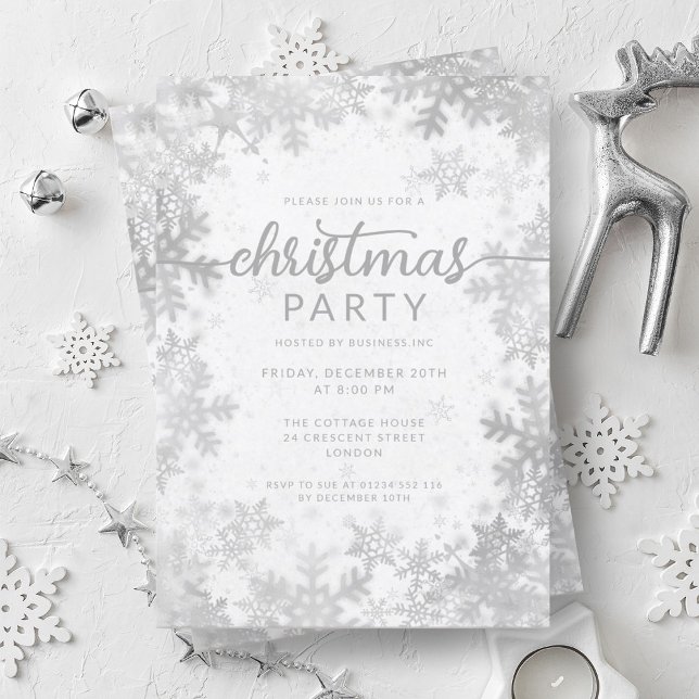 Silver Imitats Foil Snowflakes Weihnachten Party Einladung (Silver Faux Foil Snowflakes Christmas Party Invitation)