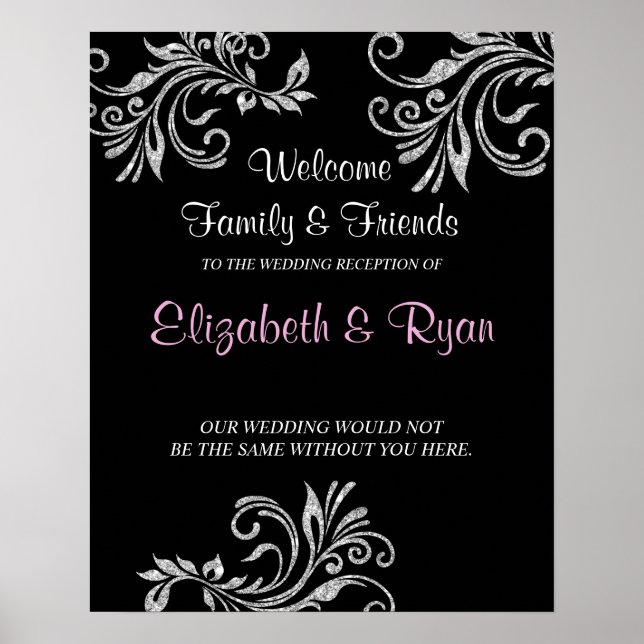Silver Imitats Glitzer, Custom Wedding Welcome Pos Poster (Vorne)