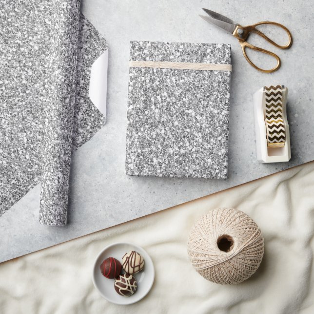 Silver Imitats Glitzer Geschenkpapier (Kunsthandwerk)