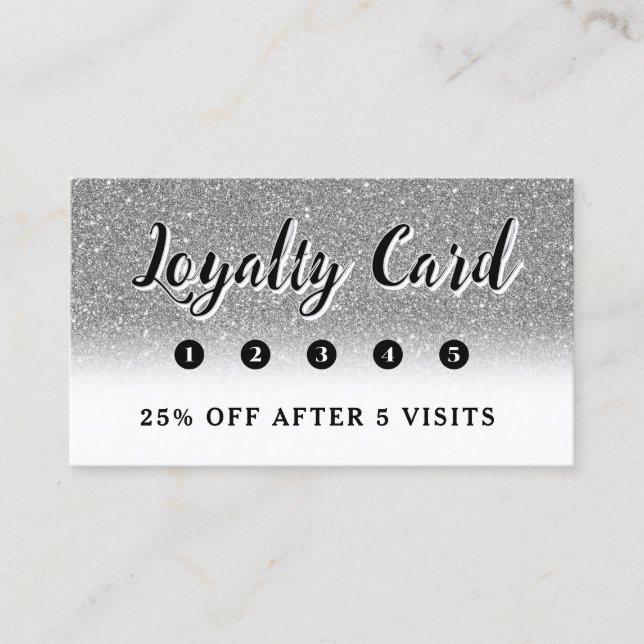 Silver Imitats Glitzer Treuekarte Visitenkarte (Vorderseite)