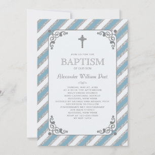 Silver Impression Blue Religious Invitation Custom Einladung