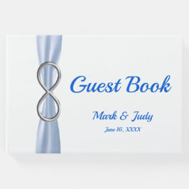 Silver Infinity Blue Ribbon Wedding Guestbook Gästebuch