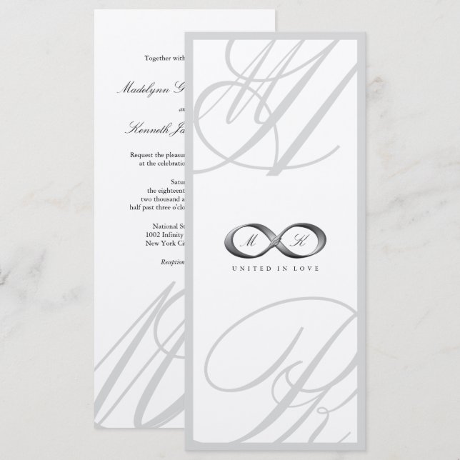 Silver Infinity Hand Clasp Wedding Einladung 2 (Vorne/Hinten)