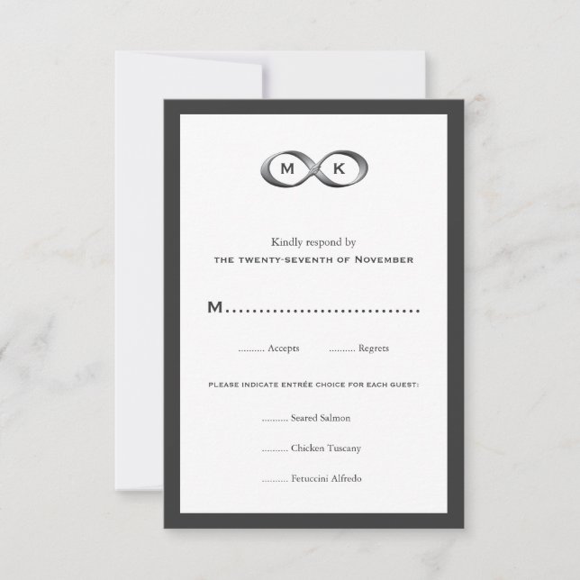 Silver Infinity Hand Clasp Wedding RSVP Card Karte (Vorderseite)