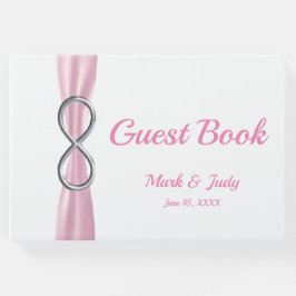 Silver Infinity Pink Ribbon Wedbook Gästebuch