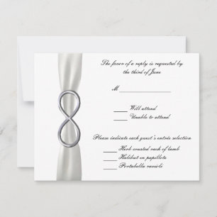Silver Infinity White Wedding Response Card RSVP Karte