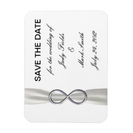 Silver Infinity White Wedding Save the Date Magnet