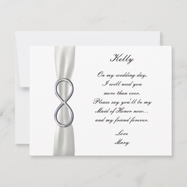 Silver Infinity White Wedding Trauzeugin Card Einladung (Vorderseite)