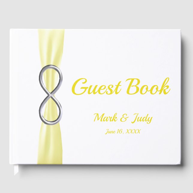 Silver Infinity Yellow Ribbon Wedbook Gästebuch (Vorderseite)